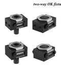 Heavy Duty 2pc Precision Vise Clamps Made From Rock Solid Stainless Steel For CNC Multi-Station Batch Processing With M6 Flat Surfaces And High Temp Heat Resistance, showcasing two-way OK fixture design in multiple angles.