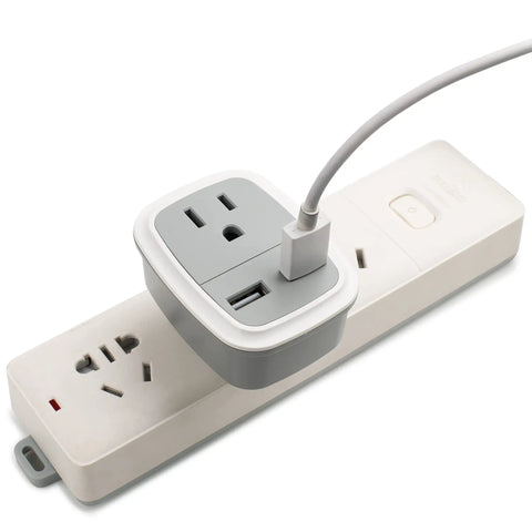 Travel Ready European USB Adapter US To Europe Plug 3 In 1 Power Adapter for France Germany Italy on power strip