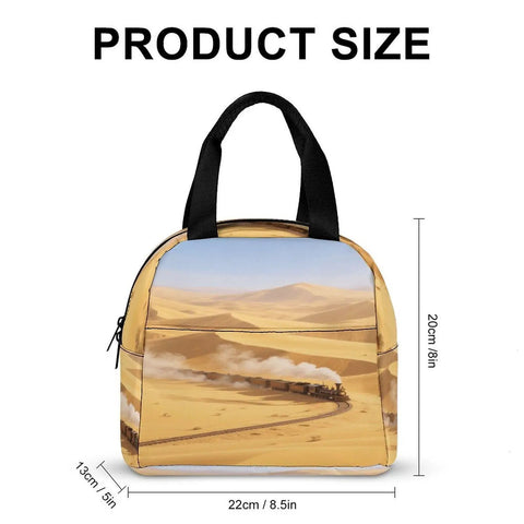 Golden Sand Desert Insulated Lunch Tote With Aluminum Lining On The Go Lunch Box featuring desert scene, 22cm x 20cm