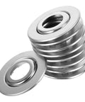 Top Shelf Adjustable Fire Sprinkler Cover Plates 10 Pack stacked double layer escutcheons in silver for ceilings.