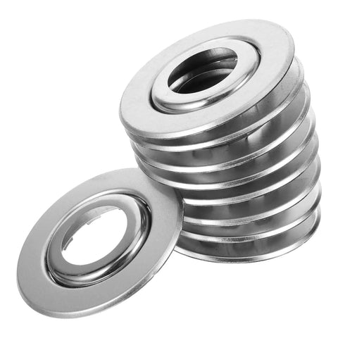 Top Shelf Adjustable Fire Sprinkler Cover Plates 10 Pack stacked double layer escutcheons in silver for ceilings.