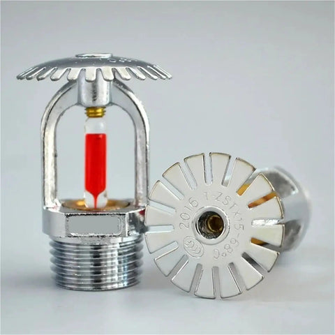 Straight Up Pro Grade 1 2 Inch Bronze Fire Sprinkler Head Automatic 68 Degree Trigger Upright Or Down Spray showing red glass bulb.