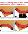 Heavy Duty Aluminum Router Corner Radius Template And Routing Jig Set With Five Precision Guides usage examples on wood.