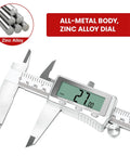 12 Inch Digital Caliper With Backlit LCD Screen All Metal Measuring Tool For Jeweler DIYers Woodworkers And Household Use Auto Off MM To In Conversion Accurate To 0.001 Inch Or 0.02 Mm