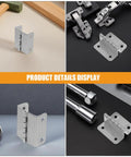 8 Piece Stainless Steel Cabinet Door Hinges Set With Four Fold Right Angle Folding Design displayed in product details