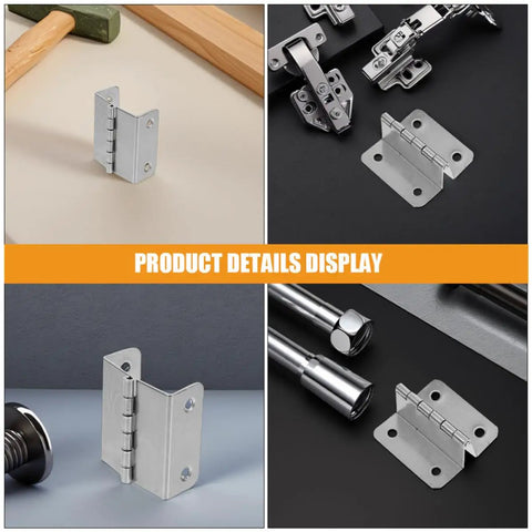 8 Piece Stainless Steel Cabinet Door Hinges Set With Four Fold Right Angle Folding Design displayed in product details
