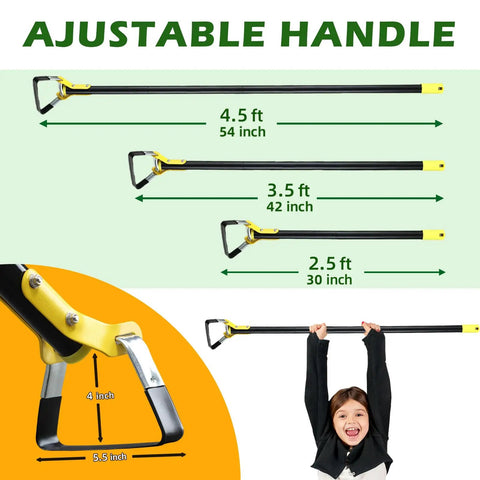 Stirrup Hoe Garden Tool With Adjustable 30 To 54 Inch Handle Double Edged Scuffle Hoe For Raised Beds Vegetables And Flowers Easy Push Pull Action Hula Hoe For Efficient Weeding In Beds showing handle lengths.