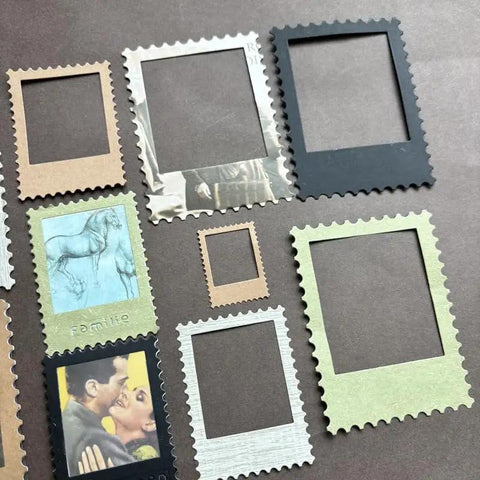 Totally Versatile Vintage Film Frame Die Cutting Set for Card Making and Scrapbooking shown with various frame designs on display
