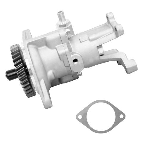 Side view of 904-810 gear-driven mechanical vacuum pump with pulley and mounting ears; includes gasket
