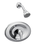 Chrome showerhead and lever handle of Chateau Chrome Eco Performance Shower Trim Set With Sleek Showerhead And Lever Handle Escutcheon Posi Temp Valve Required For Installation MPACT Compatible For Any Bathroom Remodel Upgrade TL2368EP