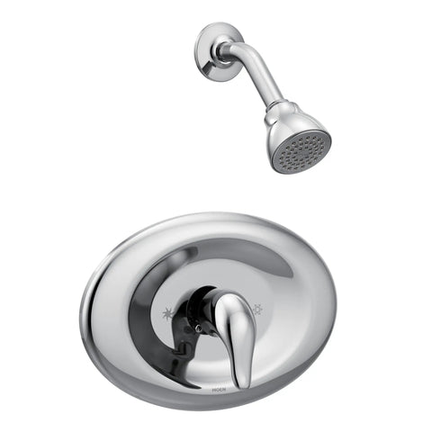 Chrome showerhead and lever handle of Chateau Chrome Eco Performance Shower Trim Set With Sleek Showerhead And Lever Handle Escutcheon Posi Temp Valve Required For Installation MPACT Compatible For Any Bathroom Remodel Upgrade TL2368EP