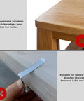 Image showing wooden table not suitable for tablecloth clips and a folding table with stainless steel clip for 12 Pack Tablecloth Clips for Folding Tables and Outdoor Use, Durable Stainless Steel Clips That Hold Tight for Picnics, Barbecues, Camping, Backyard Parties and Weddings.