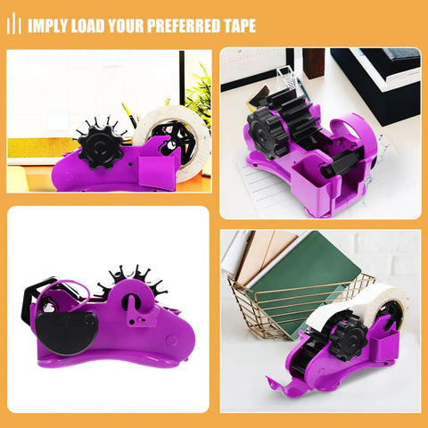 Heavy Duty Semi Automatic Packing Tape Dispenser Smooth Operator Design With Nifty Dual Cutting Station top view with tape