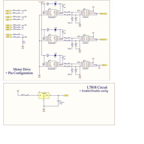 Pro Grade BLDC Motor Controller For FOC Shields schematic with IR2104 gate drivers and INA240 sensors, ideal for Arduino and STM32 projects.