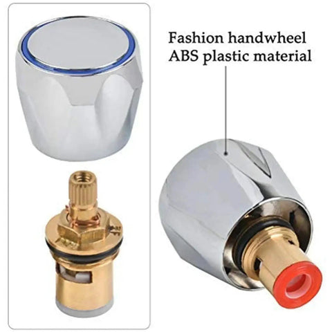 Upgrade Your Sink With This Hot Cold Faucet Tap Handle Knob Conversion Kit, Featuring Durable Copper Valve Reviver Heads For Easy 1/2 Inch Thread Replacement And Fresh Basin Washer Fixes That Fix Leaks Like Magic. ABS plastic faucet knob, copper valve part