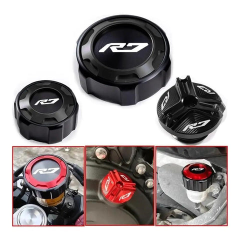 6061 T6 Aluminum Brake Fluid Reservoir Cover for YZF R7 Motorcycle Front and Rear Cap Protector Leakproof Fuel Tank Cap 2021 2022