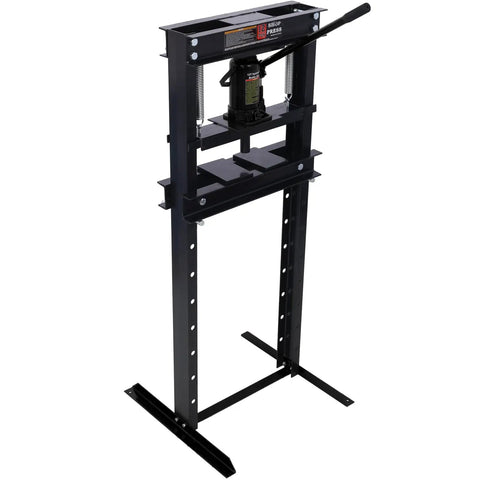 12 Ton Hydraulic Shop Press With Floor Mount Adjustable Working Table Height Includes Press Plates H Frame Garage Floor Press