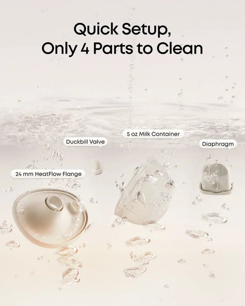 Heated Wearable Breast Pump With App Control For Hands Free Pumping Thirty Percent More Output HeatFlow Technology Delivers Spa Like Warmth And Clog Prevention For Busy Moms On The Go, 4 parts