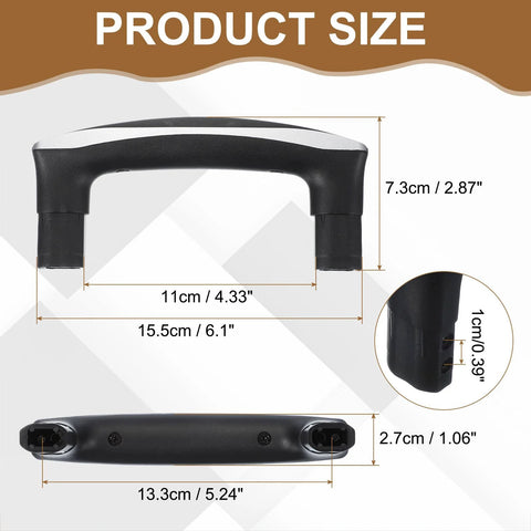 One Piece Luggage Telescopic Handle Replacement For Suitcase Pull Grip Black Six Point One Inch With Six Screws image showing size