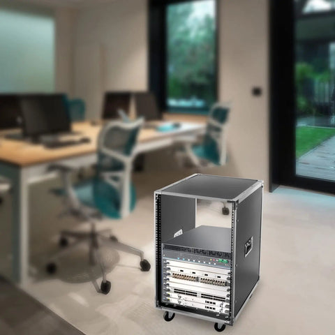 Rock Solid 16U Portable Rolling Network Rack Studio Server Cabinet With Built Handles Smooth Swivel Casters Fire Resistant PVC Surface Tough As Nails For It Av Gear Computer Setup