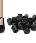 No Slip Rubber Chair Leg Tips Caps Three Quarter Inch Inner Diameter Floor Protectors Round Black 16 Pack Durable Wear Resistant Odorless Easy To Install shown on wooden chair leg