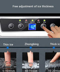 Portable Countertop Ice Maker With Lcd Display And Rapid Crushed Ice Settings, showing digital controls for ice thickness adjustment.