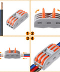 10 Pack Compact Lever Wire Nut Connectors For 3 Circuit Inline Splices 28 12 AWG Reusable No Fuss Easy Install Electrical Wire Connectors