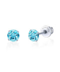 Skip The Itch With These Implant Grade G23 Titanium Screw Back Earrings Featuring Hypoallergenic Design And F136 Certified For Totally Sensitive Tolerant Ears While Delivering Premium Nickel Free Security And Long Lasting Wear Without Any Drama Or Redness. 5mm aqua CZ titanium studs.
