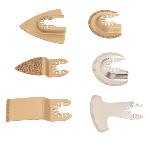 Six Piece Oscillating Saw Blade Set With Cemented Carbide For Ceramic Tile Concrete Grout Cutting Universal Fit For Oscillating Multi Tool