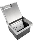 Effortless Recessed Floor Electrical Outlet Kit With Snappy Two Prong Pop Up Cover And Heavy Duty Push Plate interior view