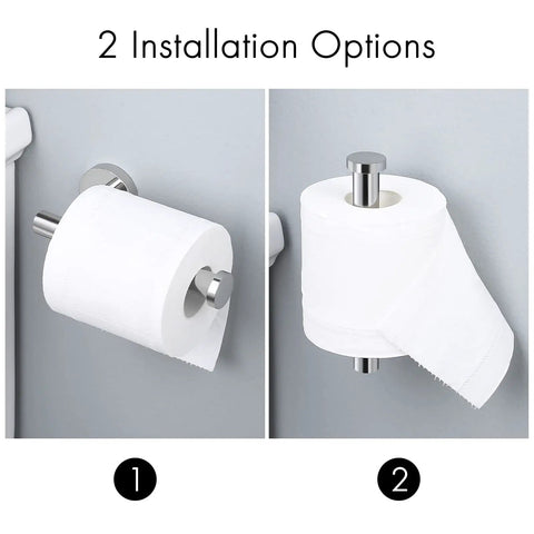 Two installation options for stainless steel toilet paper holder wall mount dope rustproof SUS 304 polished finish.