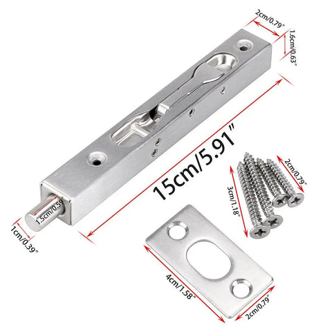 6 Inch Flush Door Bolts Set Concealed Security Locks For French Doors Composite And Wood Double Doors Dummy Inactive Leaf Brush Stainless Steel Finish Easy Install With Automatic Holding Spring For Both Retracted And Projected Positions