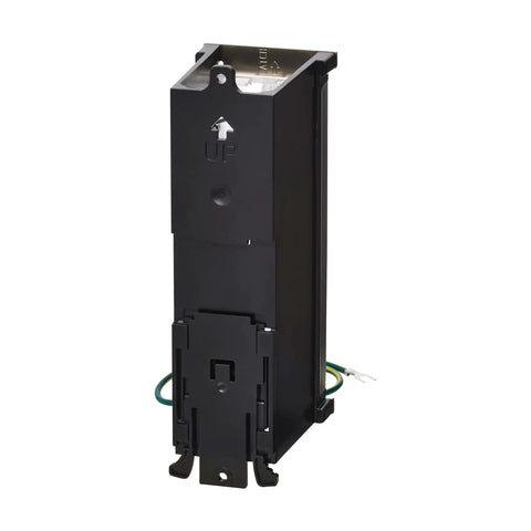 Eight Port DIN Rail Keystone Jack Mounting Module With Grounding And Snap In Clip Attaches To Thirty Five Millimeter DIN Rail TAA Compliant No Tools Required Eight Blank Keystone Cutouts For Jacks And Couplers, side view