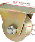 Rock Solid V Groove Caster Wheel Built Heavy To Glide Smooth On Barn Door Tracks Or Industrial Carts Featuring Rust Resistant 45 Steel Rollers, detailed dimensions.