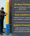 Heavy Duty Bollard Covers For Six Inch Poles With Kickass HDPE Build, installed on a pole for superior protection.