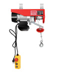 Heavy Duty 440 Lbs Electric Hoist Winch with Remote Control And Emergency Stop, compact design with hook and control switch.