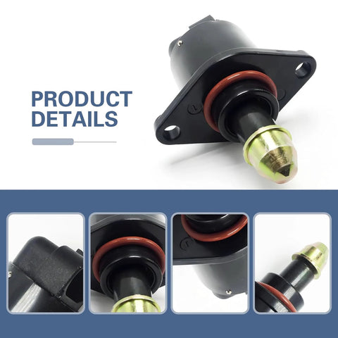 Idle air control valve for cars, black body with red O-ring and brass nozzle, Amazon brand.