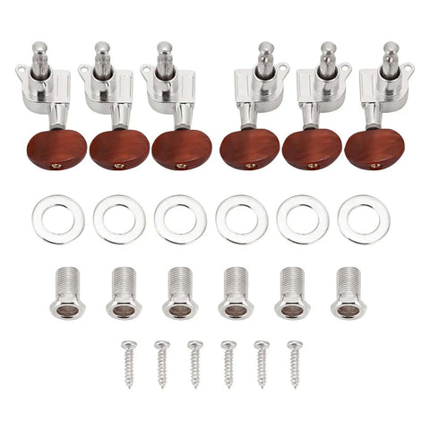 Top Tier Locking Tuning Pegs For Acoustic Electric Guitar In Silver With Rustproof Sealed Machine Heads And Screws Bushings For Fast Accurate Pitch Control That Will Totally Upgrade Your String Game Today, 6-piece set with screws and bushings