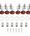 Upgrade Your Ride With Premium Locking Guitar Tuners Featuring Internal Gears For Acoustic And Electric Guitars That Ensure Fast String Setup Super Accurate Pitch And Smooth Playing Without Worrying About Rust Or Slipping Strings While You Rock Out. silver locking guitar tuners set with screws, bushings and washers