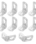 10 Pack L Bracket 90 Degree Corner Shelf Braces For Bookshelves And Furniture in silver iron, ideal for DIY projects.