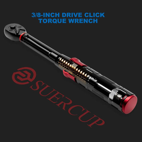 Side view of 3/8 Inch Drive Click Torque Wrench Dual Direction Adjustable 5-45 Ft-Lb / 6.8-61 Nm with 72-Tooth Garage-Ready Readout