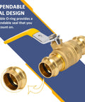 3/4 Inch Brass Press Ball Valve Full Port Heavy Duty With EPDM O Ring Seal 1/4 Turn Shut Off Close-up View