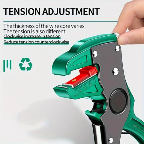 Pro Grade Wire Stripper And Cutter 2 In 1 Automatic Adjustable Electric Stripping Tool tension adjustment demonstration