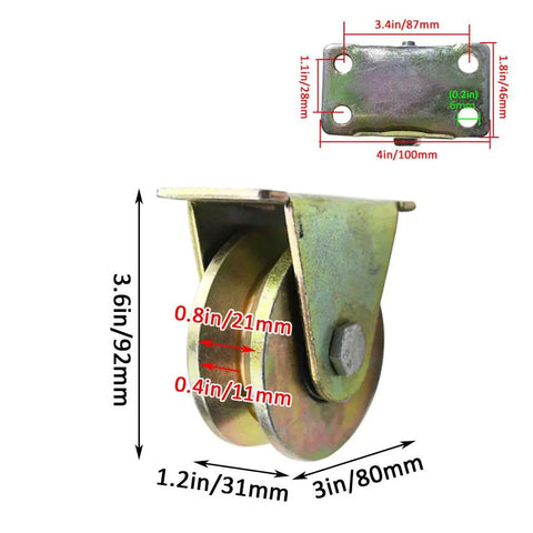 Premium Heavy Duty Steel Swivel Caster Wheels With V Groove Track And Dual Bearings For A Sweet Glide On Sliding Doors, 3.6 in size.