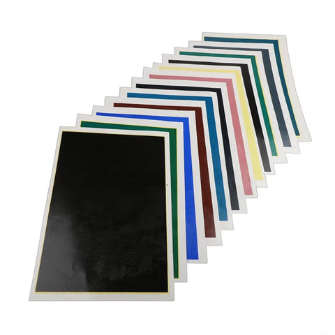 DIY Friendly Colored Engraving Marking Paper For Metal Cups And Tableware Kit, multi-colored sheets displayed in fanned layout