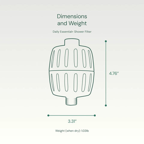 Dimensions and weight of Heavy Duty Shower Filter With 30x Filtration Universal Multi Stage System Cuts Chlorine Chemicals Odors