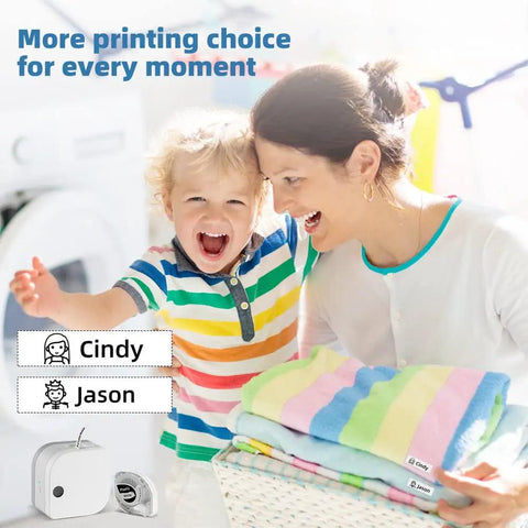 Pretty Slick Portable Label Maker With Bluetooth Pairing And Durable Mono Ribbon Tape For Totally Neat Home Desks And Dorms Super Pocket Sized Sticker Creator with labeled towels.