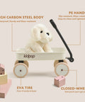 Pula Mini First Wagon For Toddlers Four Wheel Baby Pull Toy Cart For Kiddo Ages 1 To 3 Indoor And Outdoor Push Walker Toy Must Have First Birthday Gift White featuring plush toy and wooden blocks.