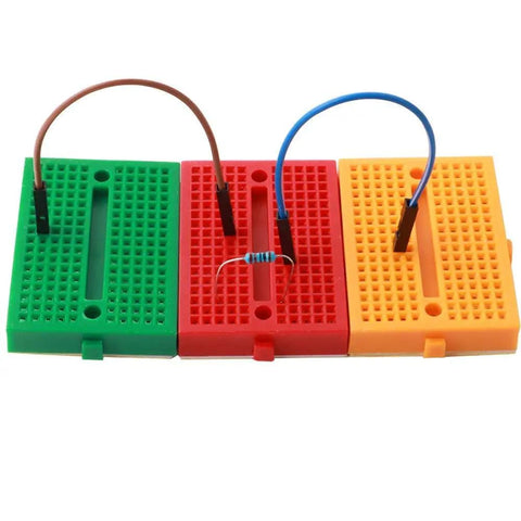 48 Pcs Mini Breadboard Kit With 170 Point Solderless Prototyping Boards For Arduino Projects in green, red, and yellow