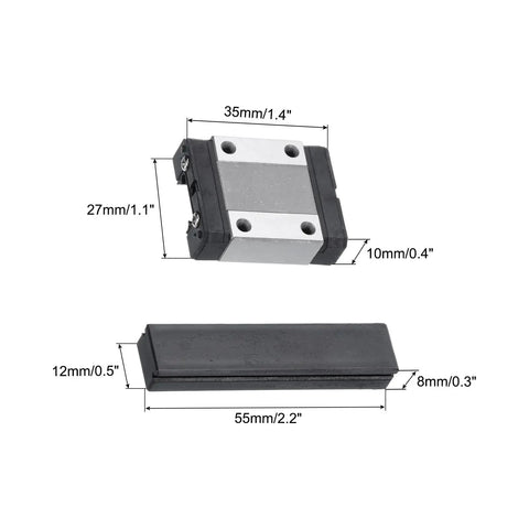 MGN12C Bearing Steel Carriage Block With Plastic Anti Fall Strip for 12mm Linear Motion Slide Rail Guide dimensions diagram